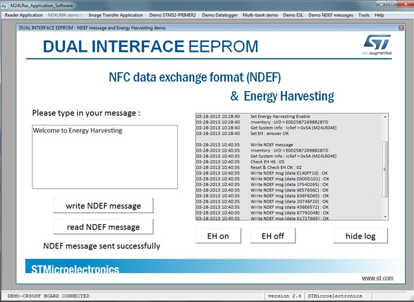 STMicroelectronics NDEF & Energy Harvesting demo